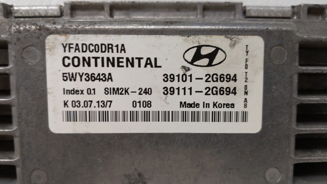 2011-2014 Hyundai Sonata PCM Engine Computer ECU ECM PCU OEM P/N:39101-2G692 39111-2G690 Fits 2011 2012 2013 2014 OEM Used Auto Parts - Oemusedautoparts1.com