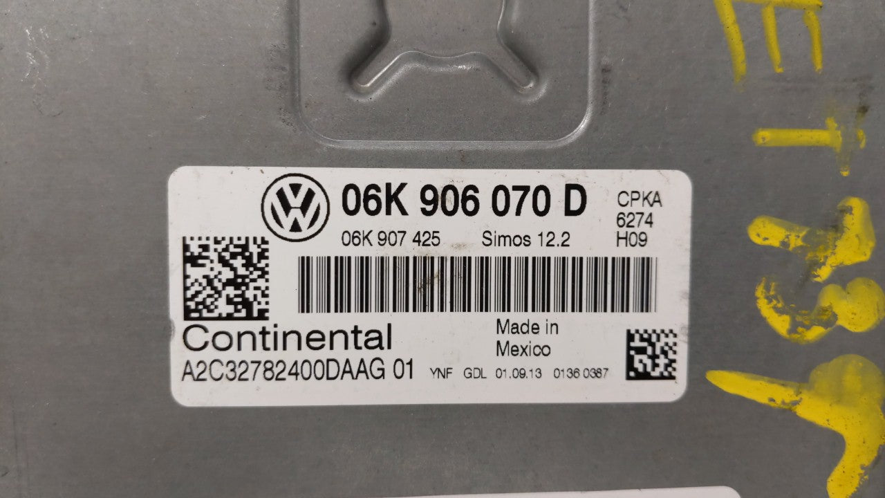2014 Volkswagen Jetta PCM Engine Computer ECU ECM PCU OEM P/N:06K 907 425 06K 906 070 D Fits OEM Used Auto Parts - Oemusedautoparts1.com