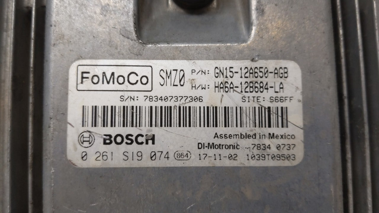 2018 Ford Ecosport PCM Engine Computer ECU ECM PCU OEM P/N:GN15-12A650-AGB Fits OEM Used Auto Parts - Oemusedautoparts1.com