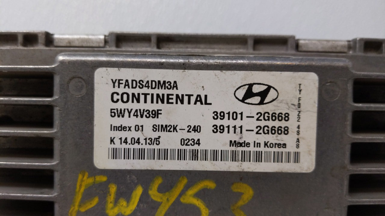 2011-2014 Hyundai Sonata PCM Engine Computer ECU ECM PCU OEM P/N:39101-2G668 39111-2G668 Fits 2011 2012 2013 2014 OEM Used Auto Parts - Oemusedautoparts1.com