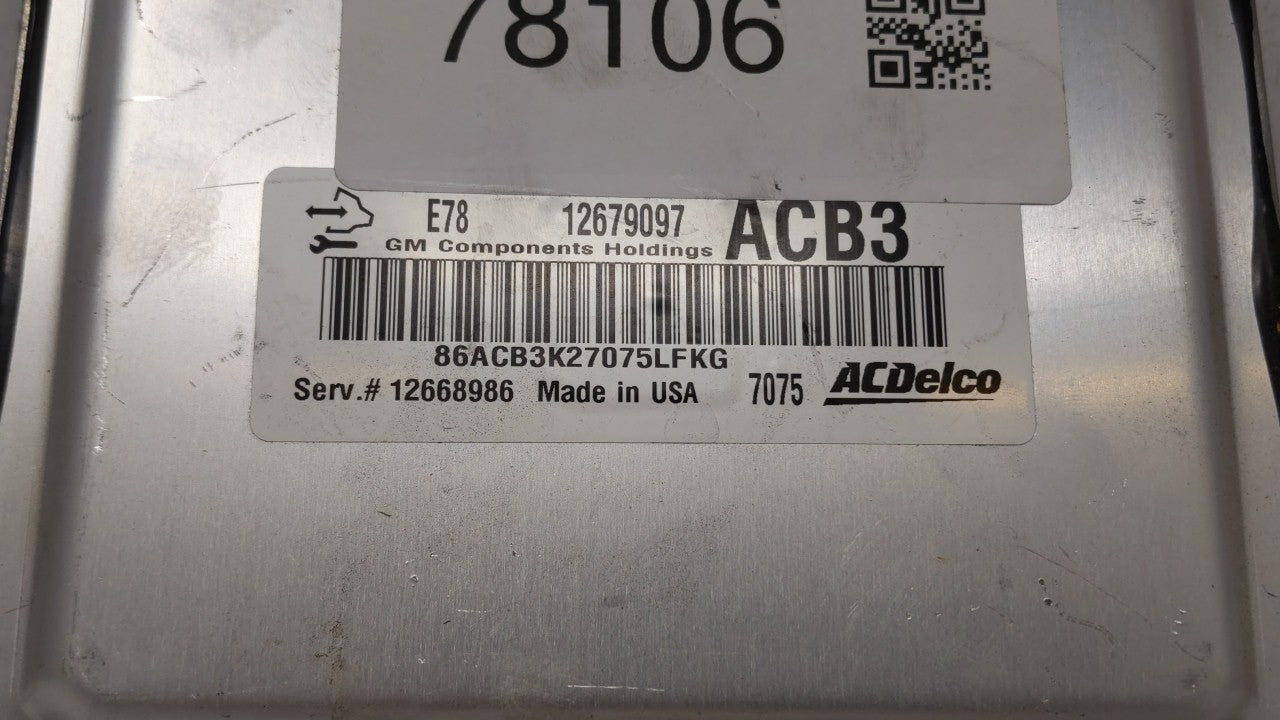 2017-2018 Chevrolet Trax PCM Engine Computer ECU ECM PCU OEM P/N:12679097 12670309 Fits 2017 2018 2019 OEM Used Auto Parts - Oemusedautoparts1.com