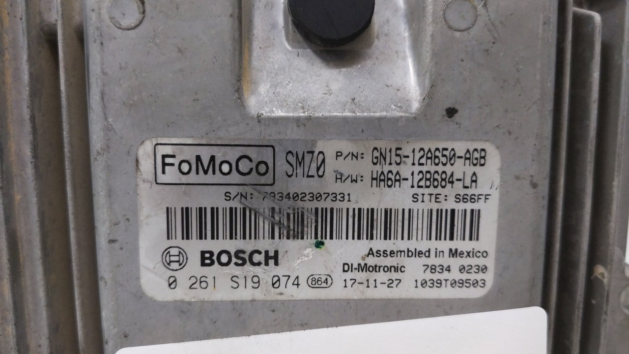 2018 Ford Ecosport PCM Engine Computer ECU ECM PCU OEM P/N:GN15-12A650-AGB Fits OEM Used Auto Parts - Oemusedautoparts1.com