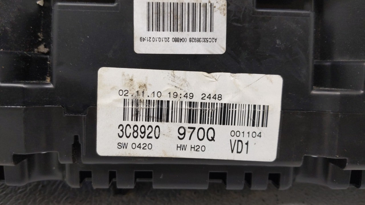 2012 Volkswagen Cc Instrument Cluster Speedometer Gauges P/N:3C8920 970Q Fits OEM Used Auto Parts - Oemusedautoparts1.com