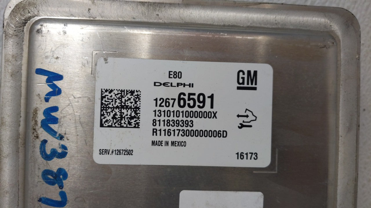 2016 Chevrolet Cruze PCM Engine Computer ECU ECM PCU OEM P/N:12607096 12675580 Fits OEM Used Auto Parts - Oemusedautoparts1.com