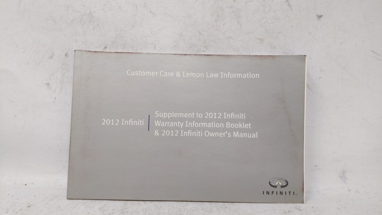 2012 Infiniti M37 Owners Manual Book Guide OEM Used Auto Parts - Oemusedautoparts1.com