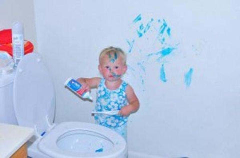 toothpaste wall kid toilet