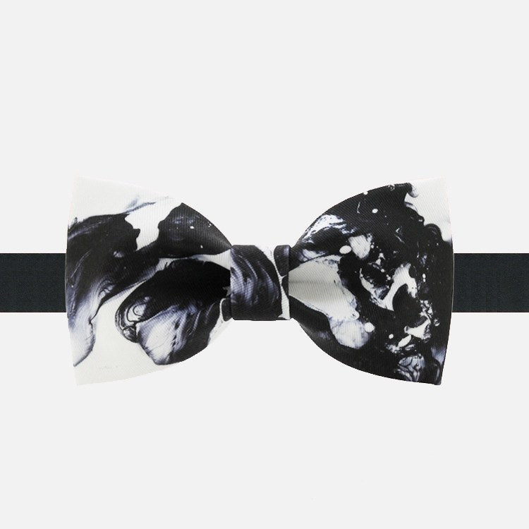 black and white bow tie