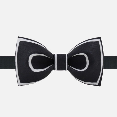 black and white bow tie