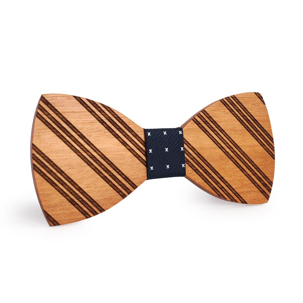 Black Stars Thin Striped Wooden Bow Tie – Bow Ties for Men – Bow SelecTie
