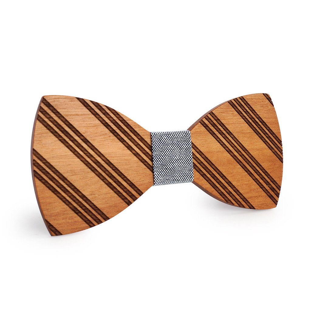 Black & White Thin Striped Wooden Bow Tie – Bow Ties for Men – Bow SelecTie