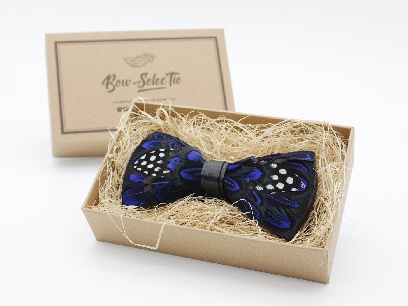 Blue Polka Dot Feather Bow Tie – Bow Ties for Men – Bow SelecTie