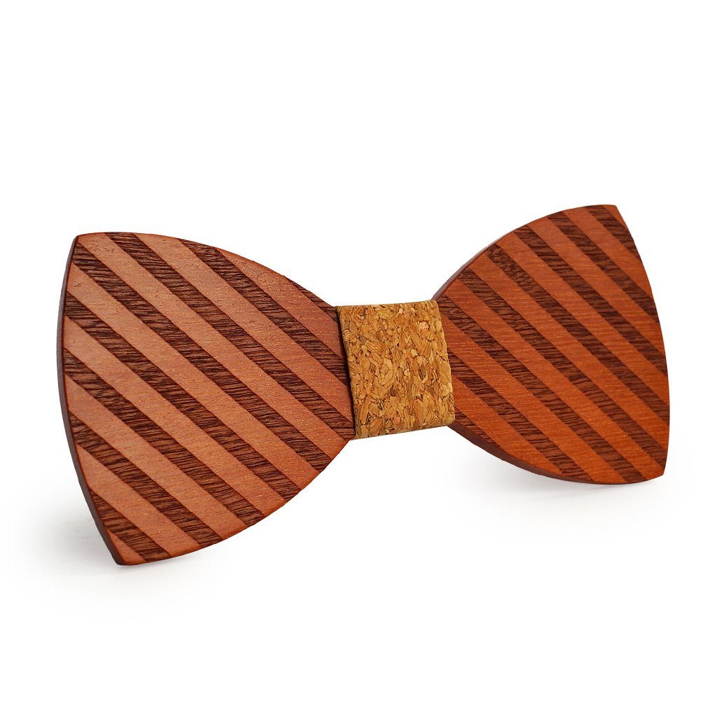 Cork Broad Striped Wooden Bow Tie – Bow Ties for Men – Bow SelecTie