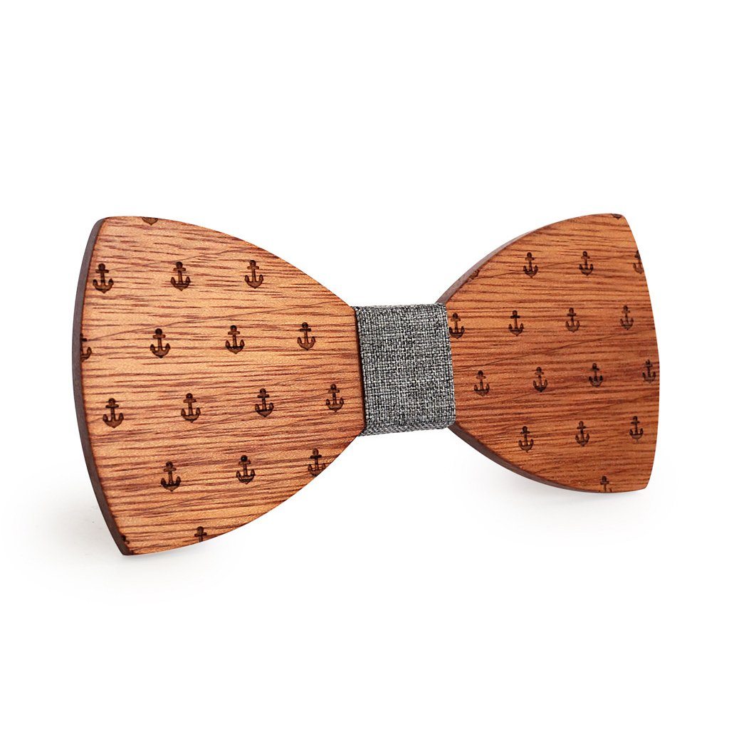 Grey Anchor Wooden Bow Tie – Bow Ties for Men – Bow SelecTie