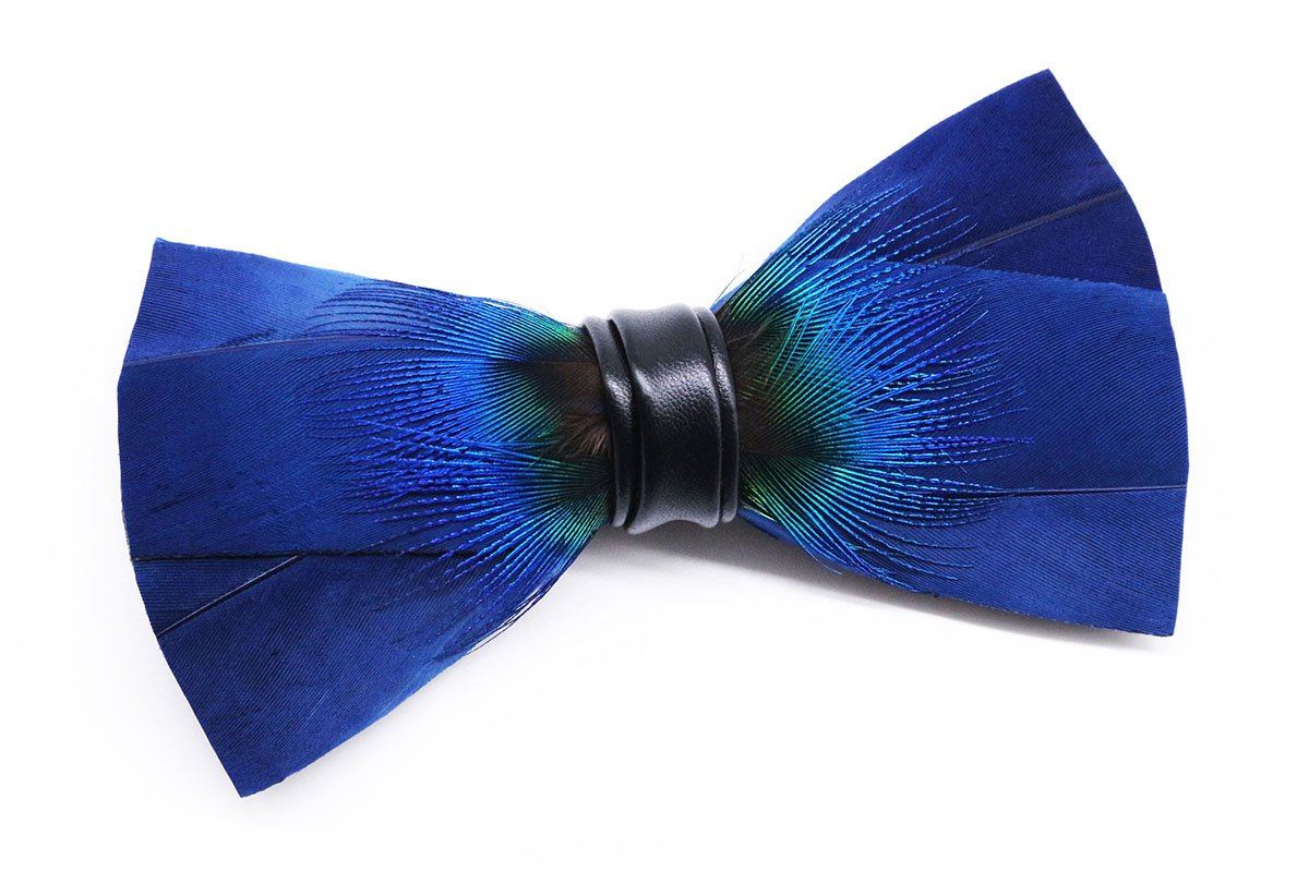 Thin Blue Feather Bowtie – Bow Ties for Men – Bow SelecTie