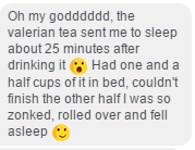 Customer feedback on valerian tea