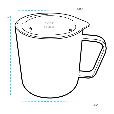 Image showing dimenions of the Wolf Tooth Camp Cup made by MiiR.