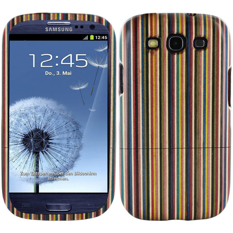Skque&reg; Colored Stripe Wood Wooden Hard Back Case Cover for Samsung Galaxy S3 I9300