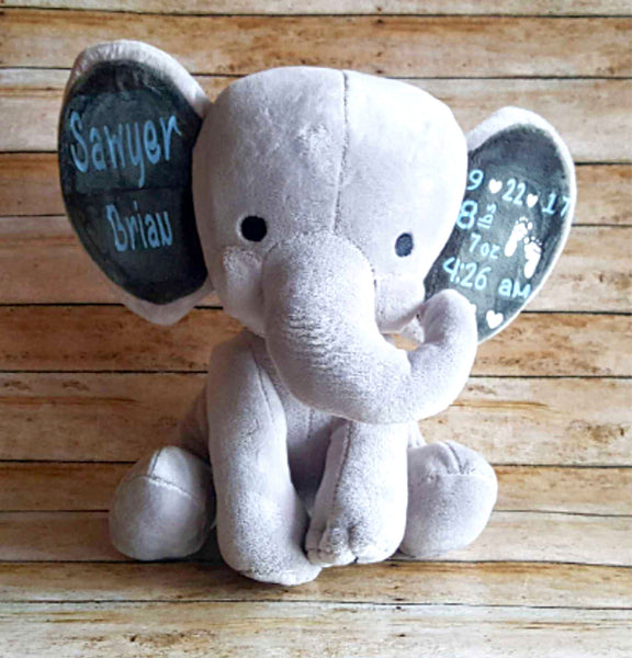 Download Personalized Birth Stats Plush Elephant Caffeine And Chaos Designs