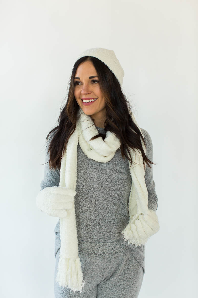 cream sparkly scarf