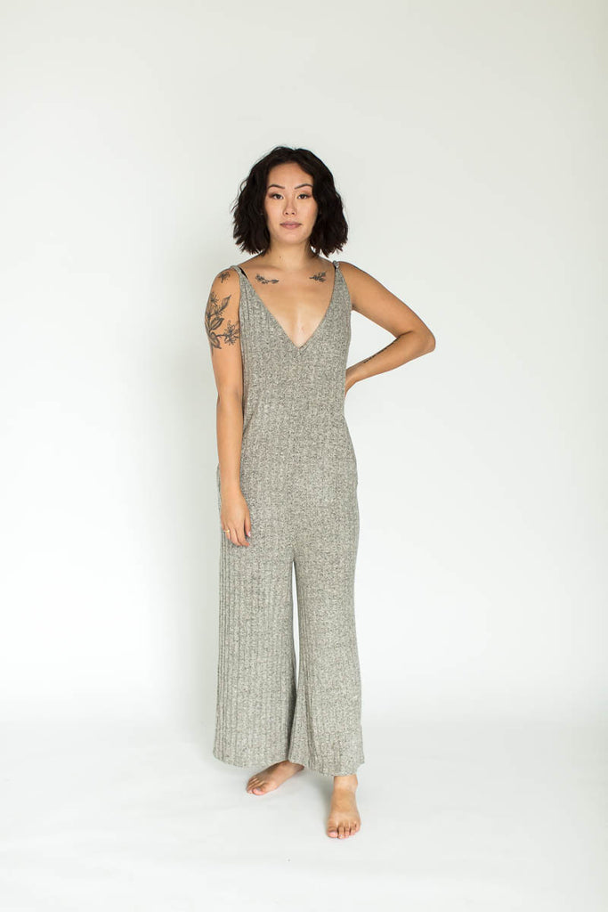 Ribbed Weekend Fleece Lounge Jumpsuit in Blue – Aegean Apparel