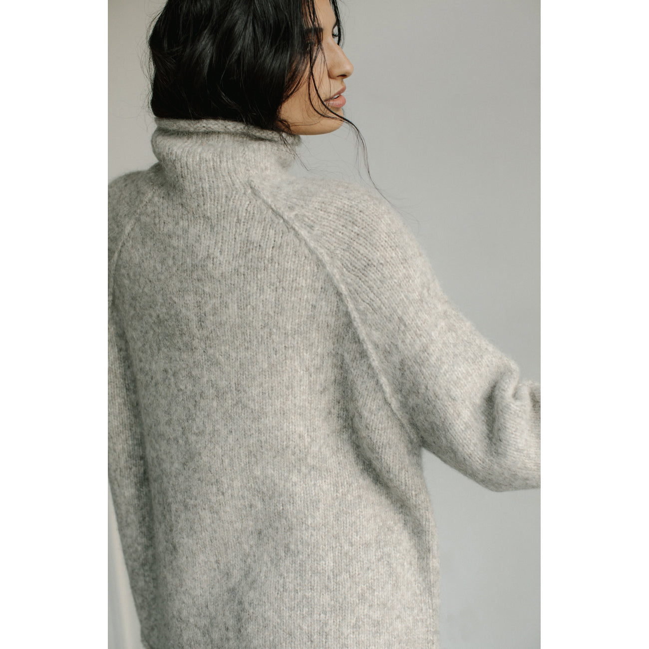 funnel neck in speckled grey