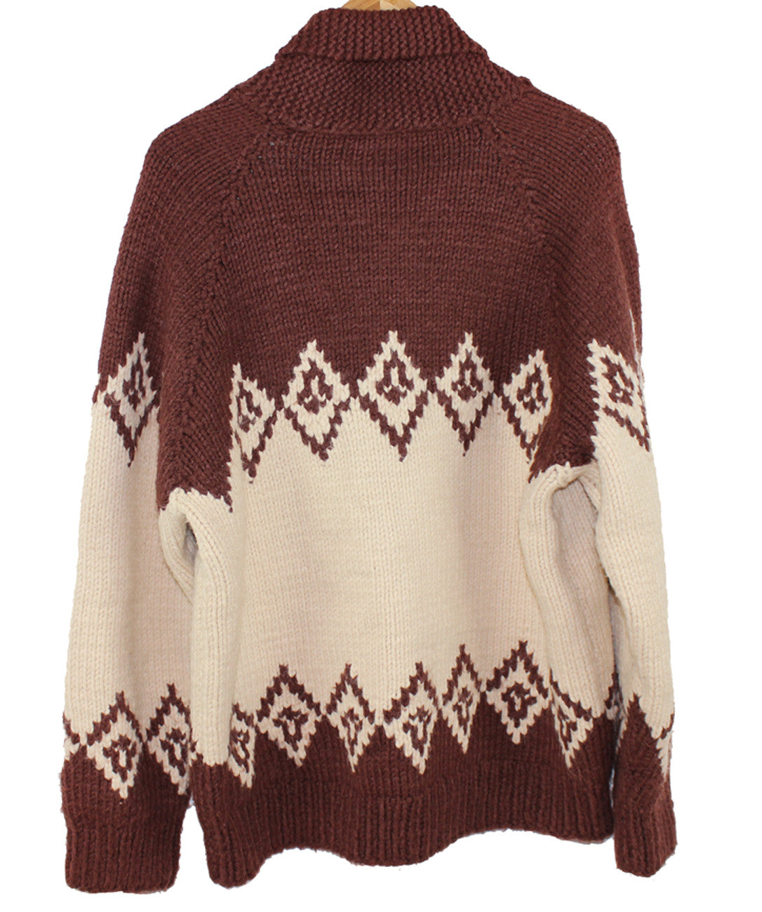 Brown and Cream Hand Knit Cowichan Sweater – Peyote Moon