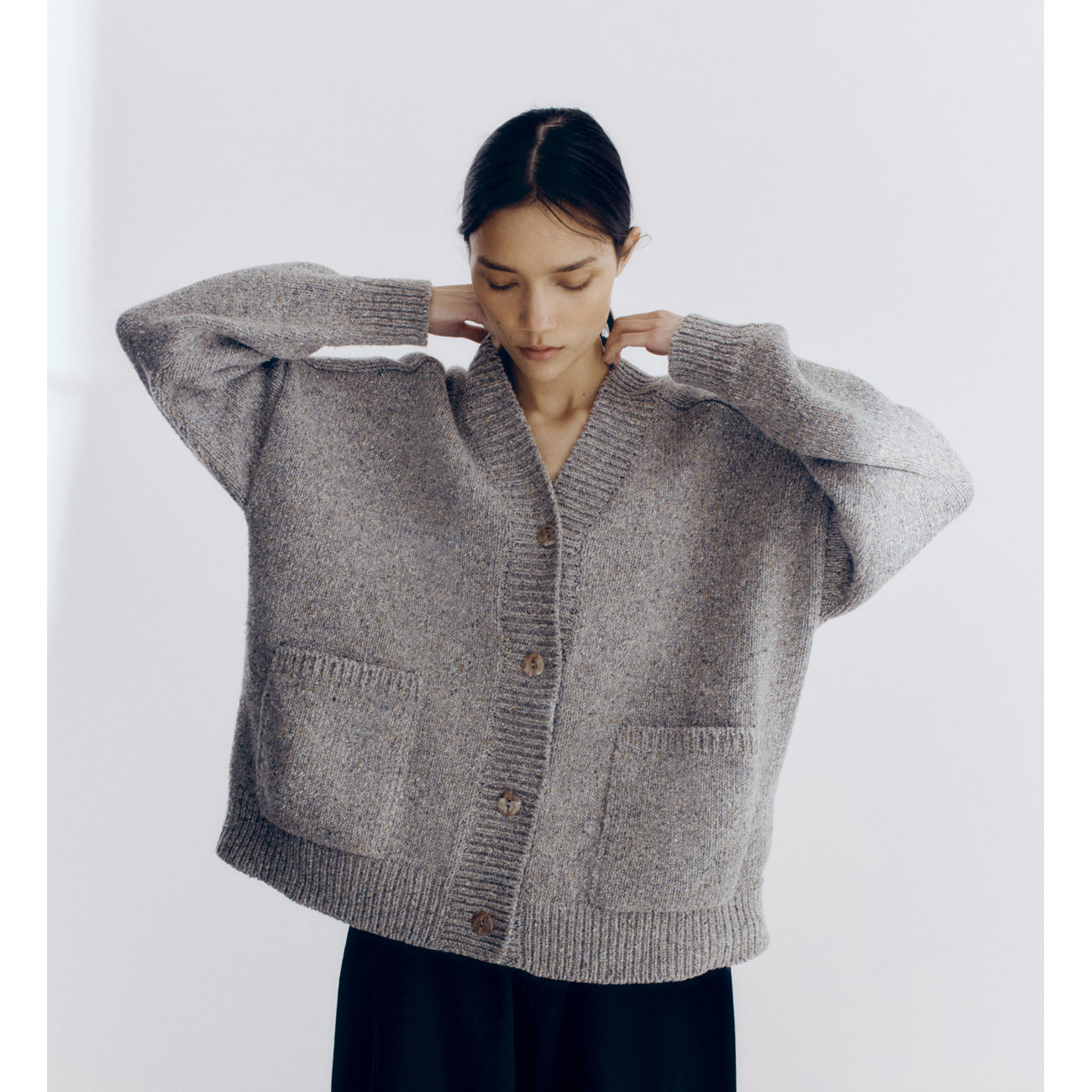 soft wool cardigan in grey
