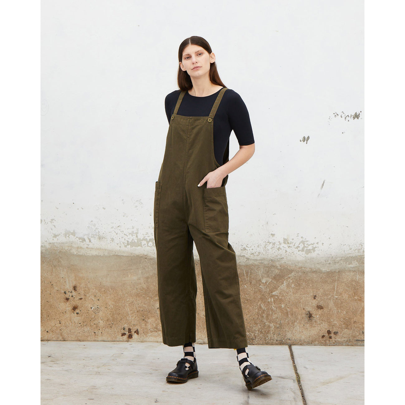 overall jumper in olive