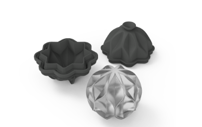 Cocktail Ice Single Cube, Ripple - Charcoal
