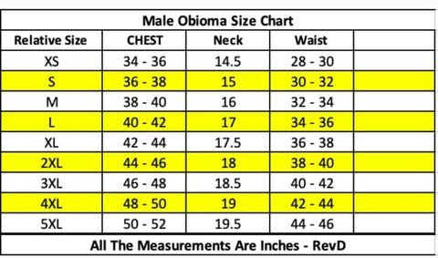 Obioma Size Chart – Obioma Fashion- Buy African Print