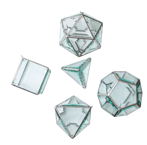 set of glass platonic solids
