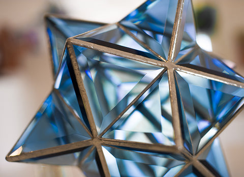 sapphire blue glass geometric art