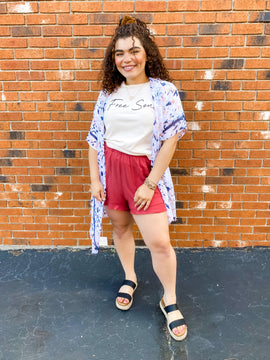 Lacey Linen Shorts- RUST