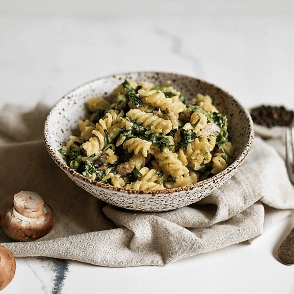 Gluten Free - Goats Cheese & Mushroom Pasta w/ Kale, Zucchini, Herbs