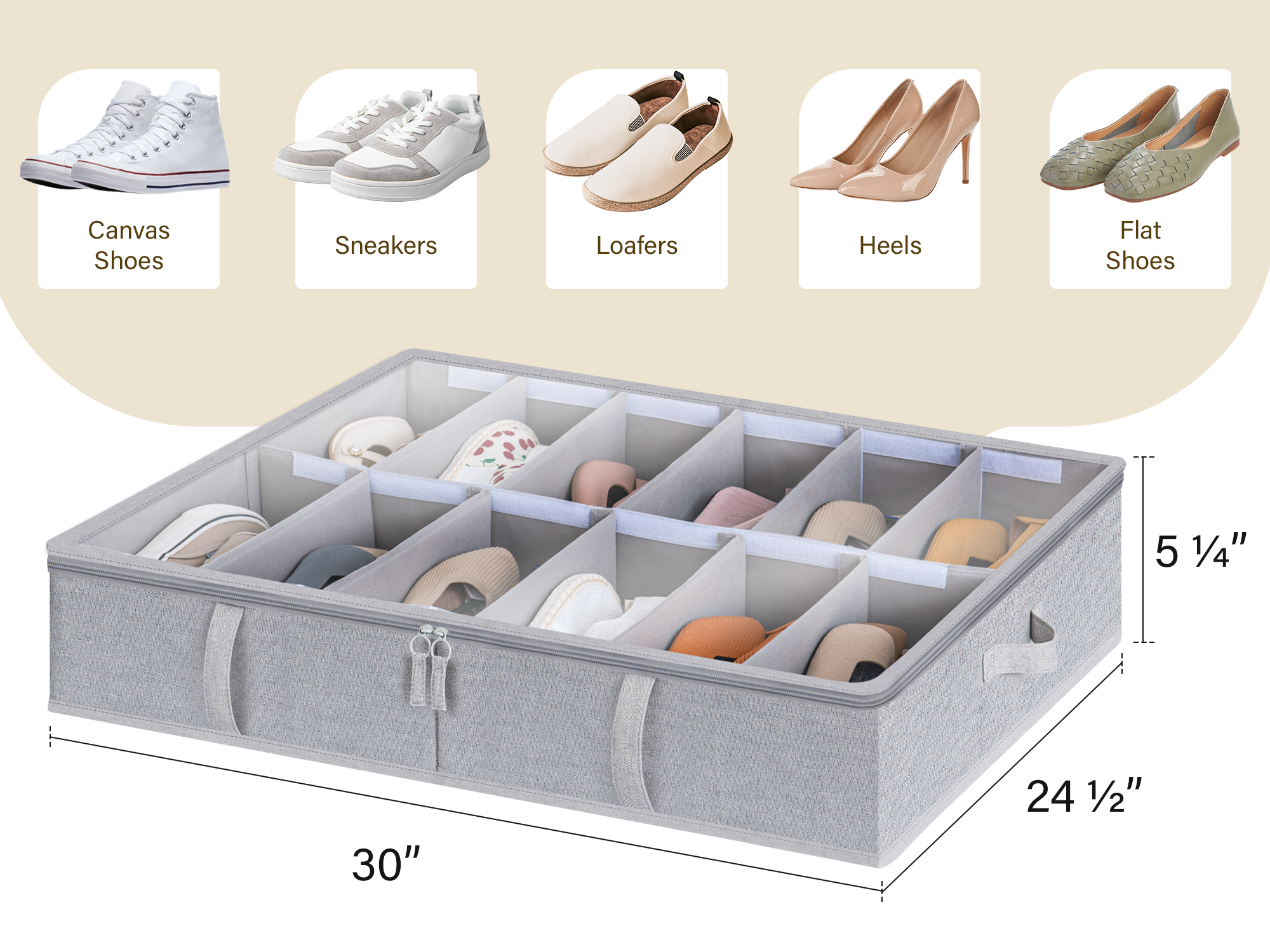 Size of the underbed shoe storage organizers