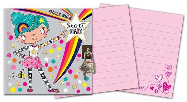 Girl Power Secret Diary with Lock and Key | Girls Locking Diary