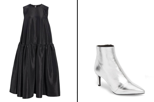 Black Dress and Silver Boots Casual New Year Eve Outfit Ideas