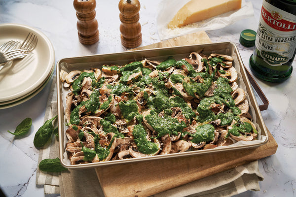 Mushroom Carpaccio and Creamed Spinach Au Gratin Recipe