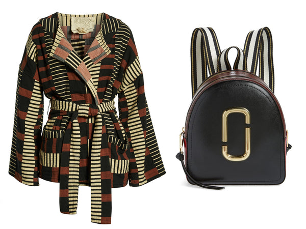 Ace & Jig cardigan and Marc Jacobs Leather Backpack