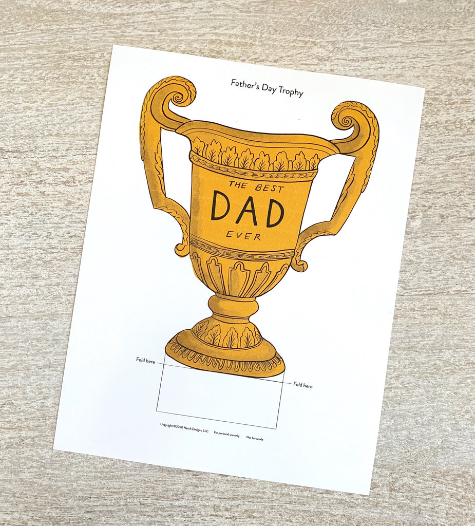 Father's Day Printable Trophy Card Instant Download Molly Hatch