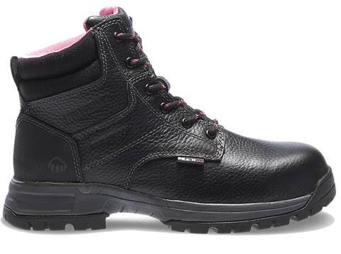 black and pink steel toe boots