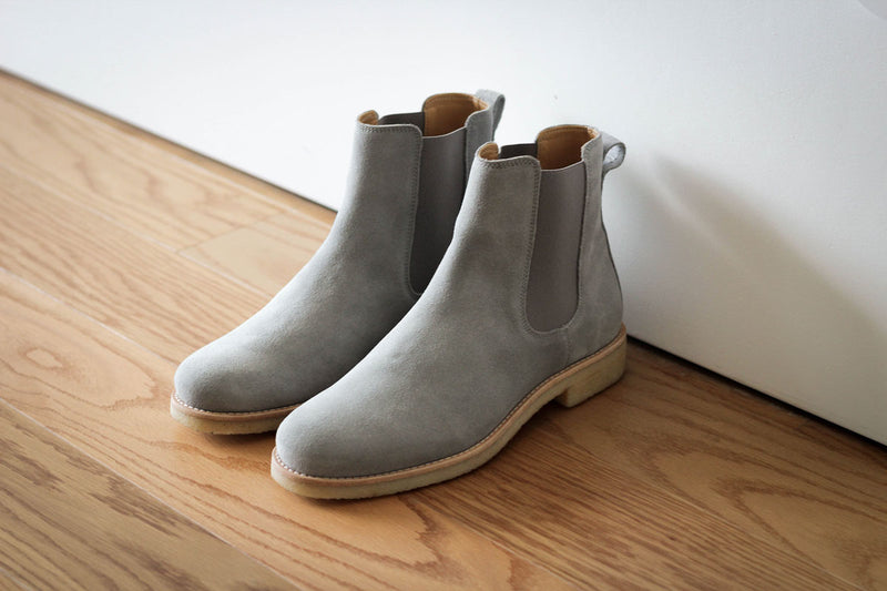 light grey suede chelsea boots