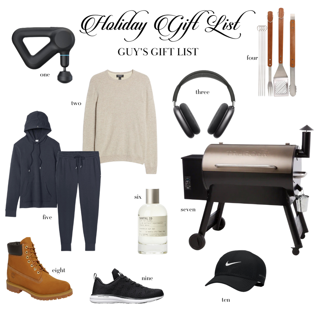Numbered photo collage of Rachel Parcell’s top picks for gifts for men