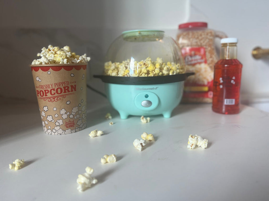 popcorn, popcorn maker, Super bowl, super bowl snacks, super bowl food, party, super bowl party, snacks, easy snacks, air fryer, air fryer recipe, Rachel Parcell 