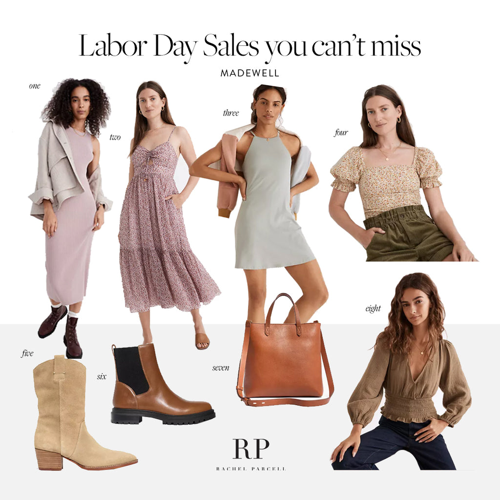 Photo collage of Rachel Parcell's picks from Madewell's Labor Day sale