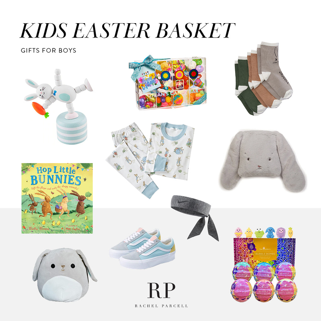 Collage of Boys easter basket ideas 