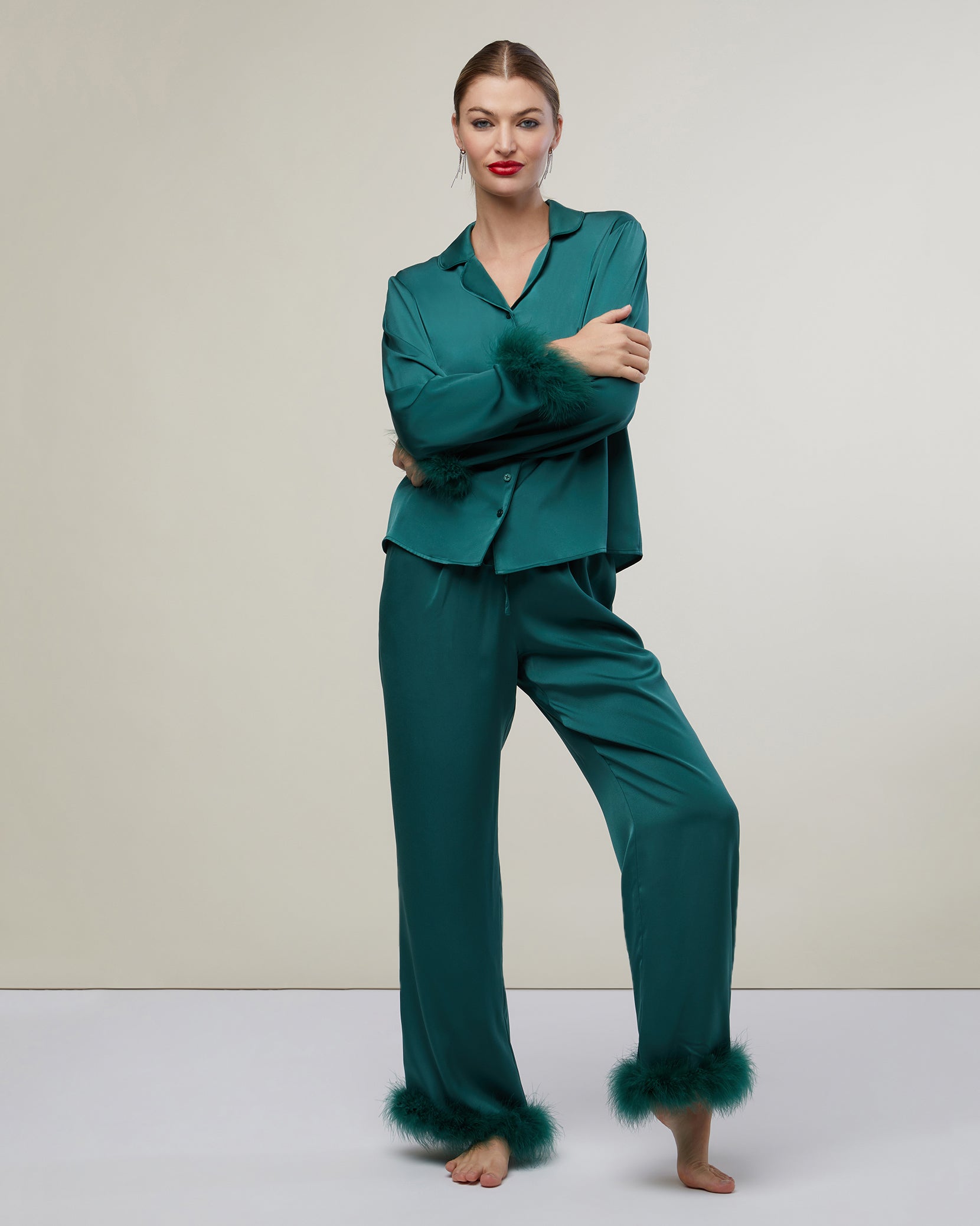 Femofit Satin Pajama Set for Women Silky Long Sleeve Button Down Sleepwear  Nightwear Soft PJs S~XL(L, Peach Beige) : : Clothing, Shoes &  Accessories
