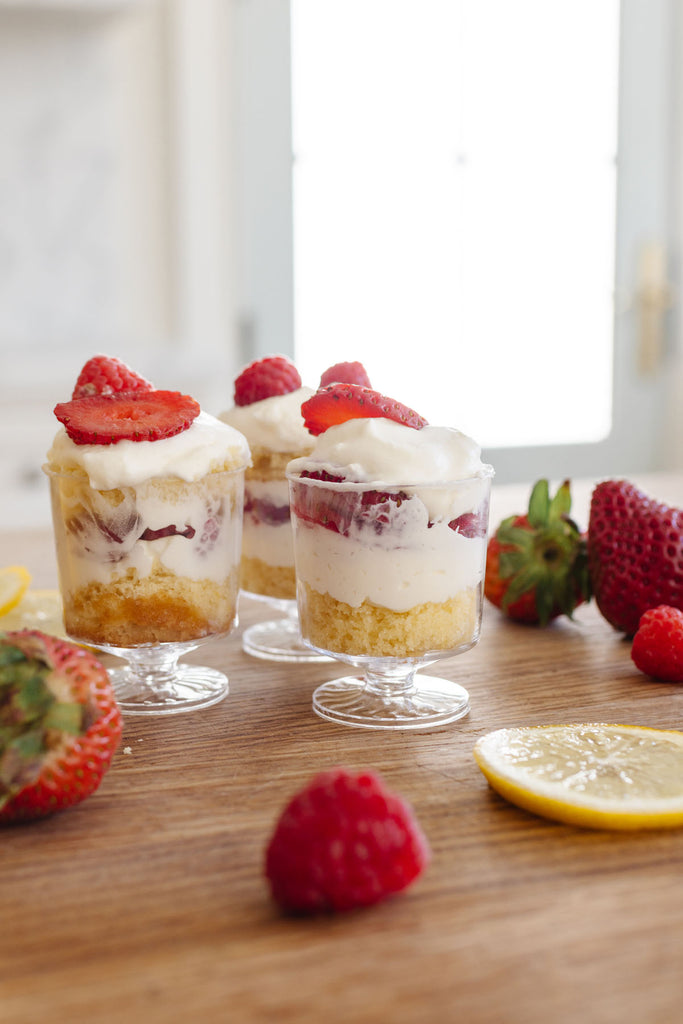 Mini lemon pound cake berry trifle cup desserts