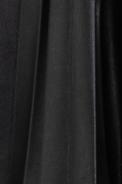 Girls Pleated Vegan Leather Skirt - Black