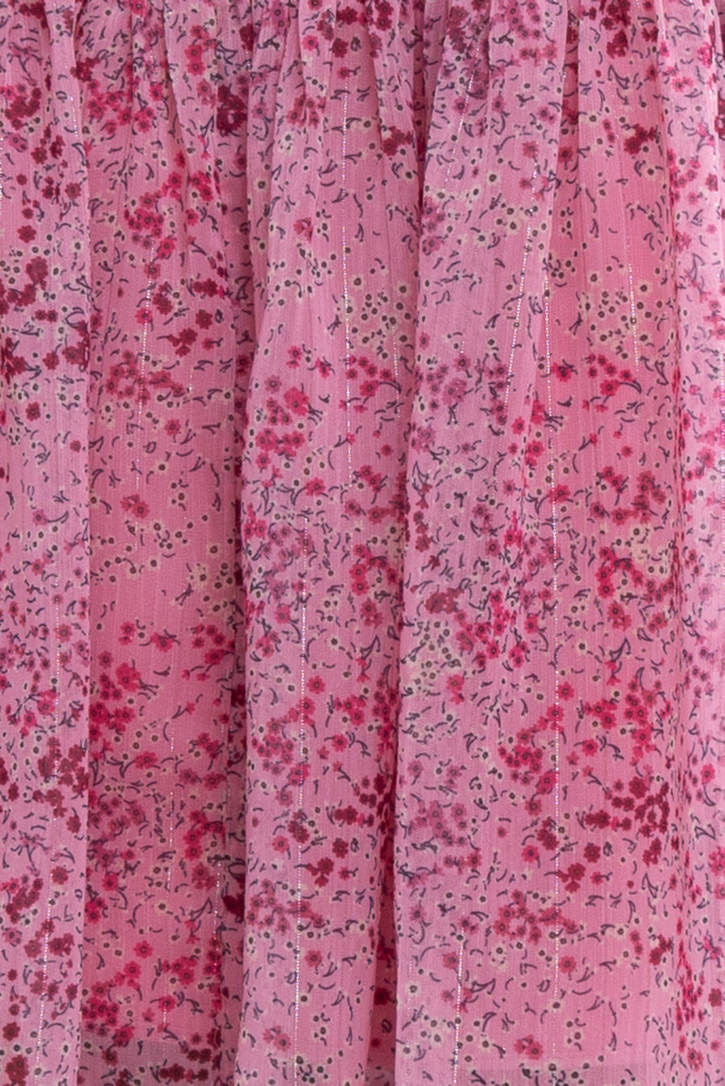 Girls Puff Sleeve Chiffon Dress - Pink Ditzy